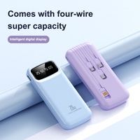 Mini batterie externe portable 20000 mAh PD 22,5 W avec sortie USB-C, affichage numérique LED et câble intégré