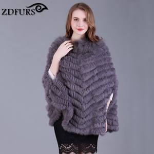 Zdfurs ผ้าคลุมไหล่ขนสัตว์กระต่ายแท้แฟชั่นใหม่สำหรับฤดูหนาว - Product Image 2
