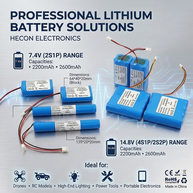 Professional 7.4V 14.8V Lithium Ion Battery Pack 2200mAh 2600mAh for Drones RC Models Power Tools Portable Electronics