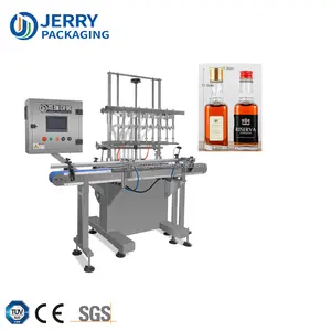 JERRY PACK JOF-8 50ml-2000ml Eight Nozzles Automatic Equal Level Overflow Filling Machine for 50ml Glass Liquor Bottle