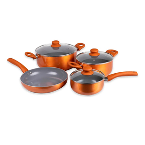 Modern <b>Ceramic</b> Marble Coated Pot <b>Pan</b> Glass Lids Bakelite Handles Induction Non-Stick Aluminum Dishwasher Safe Oven Cookware Set - Product Image 1