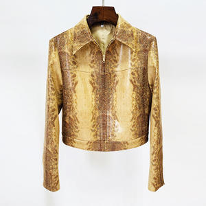 Popolare tailleur da donna Desiqn di alta qualità alla moda giacca di <span class=keywords><strong>pelle</strong></span> di serpente pantaloni svasati e abito a due pezzi - Product Image 2