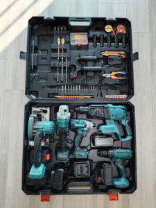 ชุดเครื่องมือไฟฟ้าไร้สาย 5-in-1 รุ่น 5w1 ประกอบด้วย สว่าน ไขควง ค้อน เครื่องเจียร เลื่อยวงเดือน พร้อมแบตเตอรี่ 4 ก้อน 3Ah ที่ชาร์จ 2 เครื่อง และกระเป๋าใส่ - Product Image 5