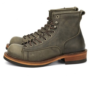 Bottes d'automne-hiver pour hommes en cuir véritable patchwork 2025, à lacets, avec technologie Goodyear-Stitched, antidérapantes - Product Image 3