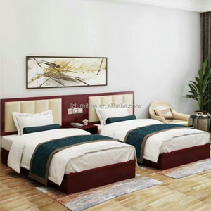 Juego de Muebles de Dormitorio Doble Económico para Hotel de 3 Estrellas, Estructura de Cama de Madera Sólida Resistente con Cabecera Tapizada, Mueble para TV y Mesitas de Noche - Product Image 6