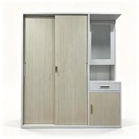 Armoire métallique à portes coulissantes avec miroir, tiroirs en bois, verrouillable, en acier, pour chambre à coucher, rangement de vêtements