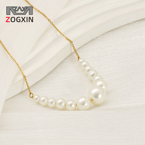 ZOGXIN Pearl Necklace Imitation Pearl Gold Chain Women's Choker Gift Jewelry - Product Image 1