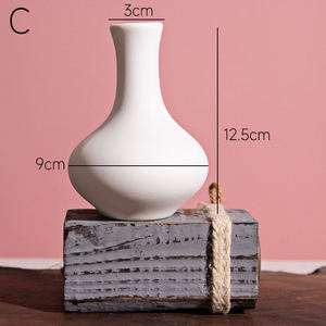 Vase artisanal, art minimaliste pour table, en porcelaine blanche pure, vase en céramique pour bourgeons de fleurs, décoration de salon - Product Image 5
