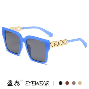 Sunglasses Large Square <b>Frame</b> Chain Temples UV400 Protection Unisex Street Style - Product Image 5