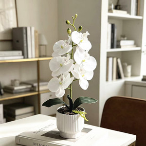 Orchidée Phalaenopsis artificielle Paulon, plante en pot de 42 cm de haut, décoration d'intérieur, accessoire de mariage - Product Image 2