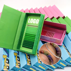 批发彩色睫毛延伸定制睫毛托盘睫毛粉色蓝色绿色私人标签个人彩色睫毛延伸 - Product Image 6