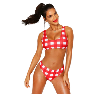 Abierto sexo chica borla Bikini imagen Vichy rojo <span class=keywords><strong>de</strong></span> pierna alta - Product Image 1