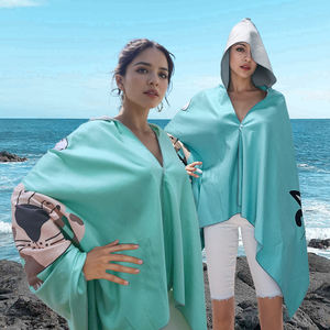 Logo personnalisé Robe de toilette à langer avec poche Serviette de plage <span class=keywords><strong>Poncho</strong></span> à capuche <span class=keywords><strong>en</strong></span> microfibre éponge Suede Swim Surf <span class=keywords><strong>Poncho</strong></span> pour femmes - Product Image 3