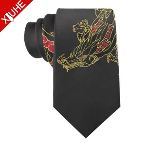 Yeni tasarım çin işlemeli kravat Phoenix ejderha desen Polyester erkek kravat