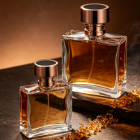 Flacon de parfum en verre transparent personnalisable avec logo, pompe pulvérisatrice, contenant vide de luxe (50 ml/100 ml) avec boîte