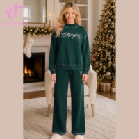 Ensemble décontracté Loveda avec logo personnalisé, nouvelle collection, style Noël pour femmes, sweat-shirt à manches longues avec nœud et pantalon droit
