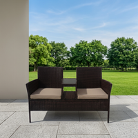 Fauteuil deux places en rotin PE moderne, prix usine, avec coussins KD, durable, confortable, contemporain, classique, pour intérieur/extérieur, parc, bord de piscine
