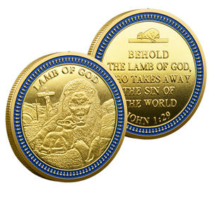 Pièce commémorative religieuse plaquée or personnalisée de qualité supérieure, Agneau de Dieu, cadeau inspirant chrétien pour la foi - Product Image 1