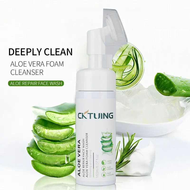 Etiqueta privada oem coreana orgânica aloe verra acne hidratante espuma facial limpador