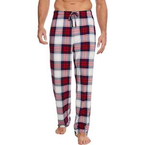Pantalon de pyjama en bambou à carreaux pour homme, doux et confortable, avec cordon de serrage, idéal pour la maison, en coton - Product Image 1