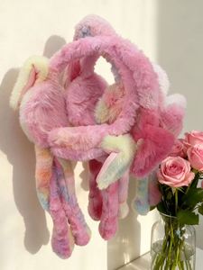 Couvre-oreilles en peluche personnalisés à oreilles de lapin colorées et chaudes pour le froid, avec coussin d'air, disponibles avec ou sans lumières - Product Image 5