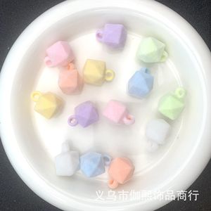 Yiwu Flocked Cube Beads Macaron Color Plush Pendant With Hole For Jewelry Making - Product Image 3