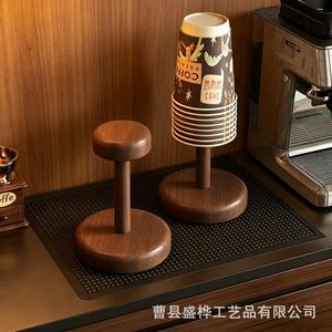 Soporte para tazas de madera, organizador de escritorio de madera maciza redondo para uso en el hogar y la oficina - Product Image 3