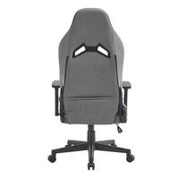 Chaise de jeu moderne et élégante en tissu avec support lombaire réglable, appui-tête pivotant inclinable et coussins confortables