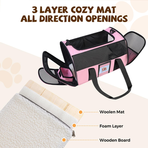 Foldable Oxford Pet Carrier Bag with Zipper Closure Portable Solid Pattern Handheld Dog & Cat Travel <b>Crate</b> for Small Pets - Product Image 6
