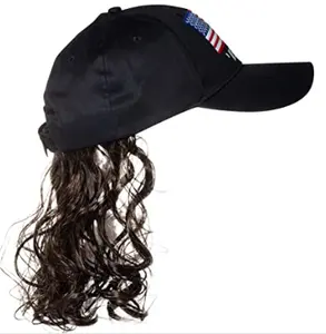 Vente en gros Mode Nouveauté Mullet Mens Perruque chapeau Trucker casquette avec perruque noire