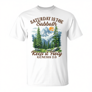 Sábado es el día del Sábado, manténlo sagrado, camiseta con diseño de montaña, Génesis 2:3 - Product Image 2