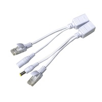 Listo en stock divisor POE 12V adaptador Ethernet de alimentación inyector divisor de Cable POE para cámara IP blanco y negro