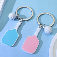 Mini porte-clés en métal en forme de pickleball, alliage de zinc, souvenir sportif, cadeau promotionnel
