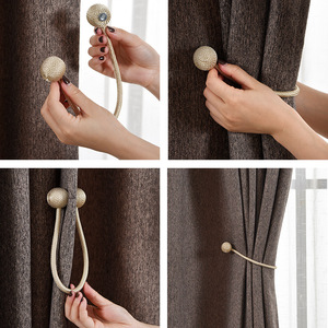 Magnetic <b>Curtain</b> Tiebacks with Pearl Ball Design Holdbacks Buckle Clips for <b>Drapes</b> and <b>Curtains</b> - Product Image 5