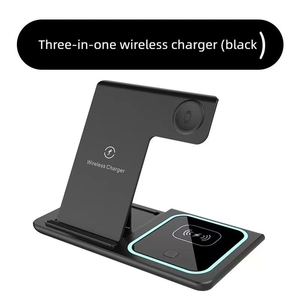 Station de charge sans fil rapide pliable 3 en 1 15W avec veilleuse pour smartphone, montre et écouteurs - Product Image 1