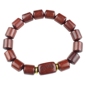 Pulsera de palisandro africano con cuentas de barril de 10x12mm y corazones grabados, joyería para parejas unidas, uso diario - Product Image 5