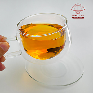 <span class=keywords><strong>Vasos</strong></span> y platillos de té turco de cristal de alta calidad de doble pared, Taza y plato <span class=keywords><strong>para</strong></span> regalos de fiesta de té de cristal, bodas de inauguración - Product Image 5