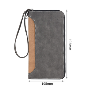 奢华腕带拉链防水信用卡夹男士复古纺织长款钱包多功能时尚钱袋 - Product Image 5