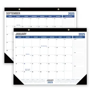 Großes Papier Wandkalender 2 hängende Löcher Heimdekoration Geschenk mit schwarzer Eckschutz Großhandel individueller Druck MemoPad