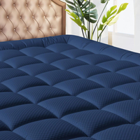 Surmatelas matelassé respirant et doux pour la peau, taille Queen, avec poche profonde de 6 à 18 pouces en polyester, bleu marine