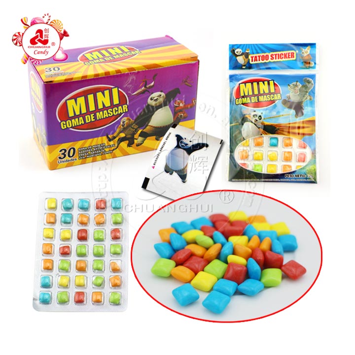 Мультяшная панда жевательная резинка/мини жевательная резинка с татуировкой в планшете