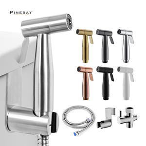 PINEBAY Brushed Nickel 304 Stainless Steel Bidet Set Handheld Toilet Bidets Faucet Sprayer Horizontal Bathroom Spray Type