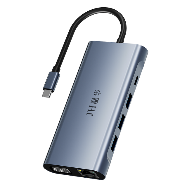 Multifunctional Aluminum Alloy USB-C HUB 11 in 1 Dongle Adapter RJ45 HDTV SD TF Slot USB 3.0 3.5mm Docking Station Laptop Phone