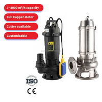 Pompe centrifuge submersible monophasée haute pression pour eaux usées de bassin avec interrupteur à flotteur, 2,0 CV, pour eaux boueuses