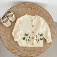 Suéter de Punto 100% Algodón Natural para Bebé, Marca Privada, Diseño Rama de Olivo, Conjunto de Ropa para Niños