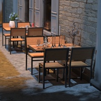 Vente flash : table et chaises de café modernes pour 4 personnes, mobilier de restaurant extérieur