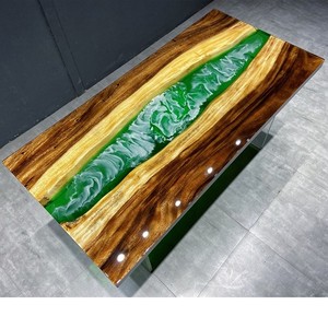 HJ HOME Living Room Funiture Walnut High End Special Design Solid Wood <strong>Slab</strong> Ding Table <strong>Epoxy</strong> <strong>Resin</strong> Table Top