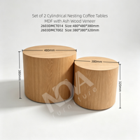 Ensemble de tables basses cylindriques rondes en MDF avec placage en bois de frêne, tables d'appoint gigognes pour salon