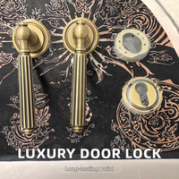 Poignées de porte à serrure française en laiton massif de luxe Style rétro porte intérieure Base magnétique silencieuse Design moderne finition Bronze Antique