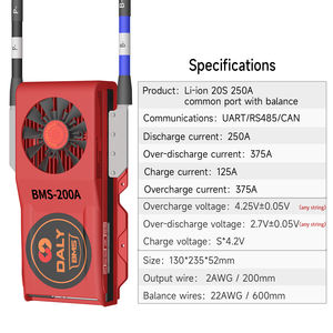 Daly li-ion 20S BMS 72V 250A BMS แผงป้องกันแบตเตอรี่ลิเธียมอัจฉริยะ BMS RS485 BT UART สามารถใช้งานได้กับพัดลม - Product Image 4